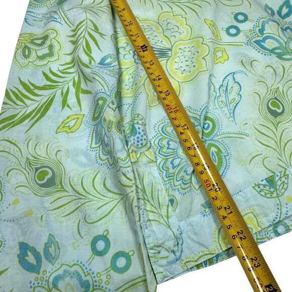 VTG Victoria’s Secret Boho Floral Top Sz.M Green Fine Cotton Peasant Coastal - Picture 9 of 14